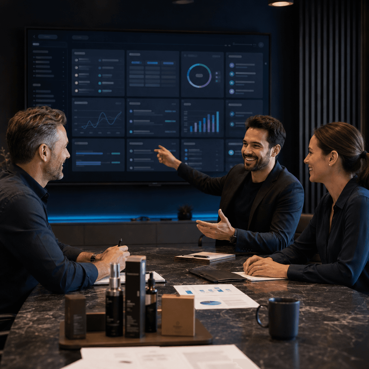 Custom Business Software professionals using a connected business system